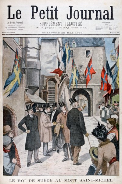 König Oskar II. von Schweden besucht Mont Saint-Michel, Normandie, Frankreich, 1902 von Unbekannt
