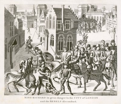 König Richard II. konfrontiert die Rebellen, Bauernaufstand, London, 1381, 19. Jahrhundert von Unbekannt