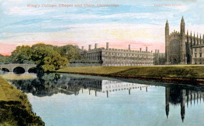 Kings College, Kings College Chapel und Clare College, Cambridge, frühes 20. Jahrhundert von Unbekannt