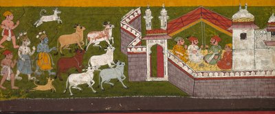 Krishna und Balarama nähern sich Mathura, ca. 1740-1750 von Unbekannt