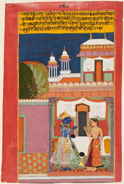 Krishna und Radha streiten, aus einem Rasikapriya, um 1680 von Unbekannt