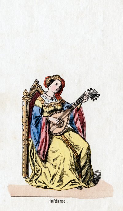 Hofdame, Kostümentwurf für Shakespeares Stück Heinrich VIII, 19. Jahrhundert von Unbekannt