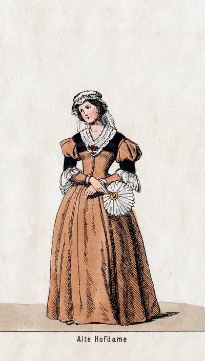 Hofdame, Kostümentwurf für Shakespeares Stück Heinrich VIII., 19. Jahrhundert von Unbekannt