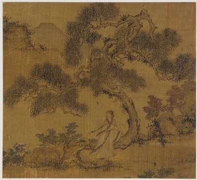 Landschaft: ein Mann unter einer Kiefer, Ming-Dynastie, 1368-1644 von Unbekannt