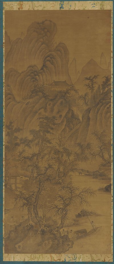 Landschaft mit Bauernhäusern und Figuren, 1368-1644 von Unbekannt