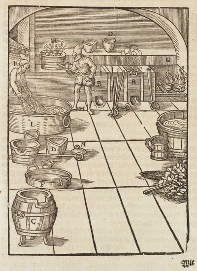 Das Pastillieren von Silber - Gravur aus Beschreibung der Erze und der wichtigsten Methoden des Bergbaus, von Lazarus Ecker von Unbekannt