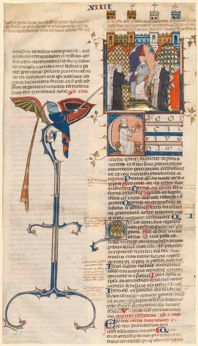 Blatt aus einem Decretum von Gratian: Initiale C..., um 1300-1310 von Unbekannt