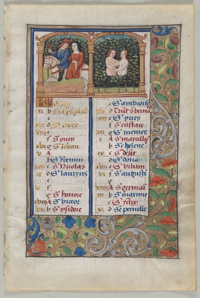 Blatt aus einem Stundenbuch: Kalenderseite für Mai recto, ca. 1510 von Unbekannt