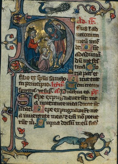Blatt aus einem Stundenbuch: Initiale D: Massaker der Unschuldigen, 1 von 2 herausgeschnittenen Blättern, frühe 1300er Jahre von Unbekannt