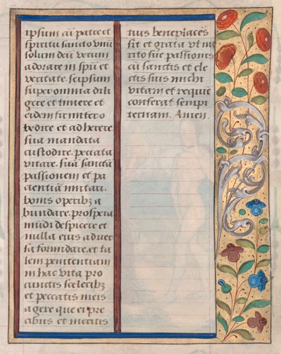 Blatt aus einem Stundenbuch: Text mit illustriertem Rand verso, um 1510 von Unbekannt