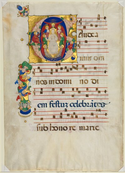 Blatt aus einem Graduale mit historisierter Initiale G: Maria als Himmelskönigin, um 1425-1450 von Unbekannt