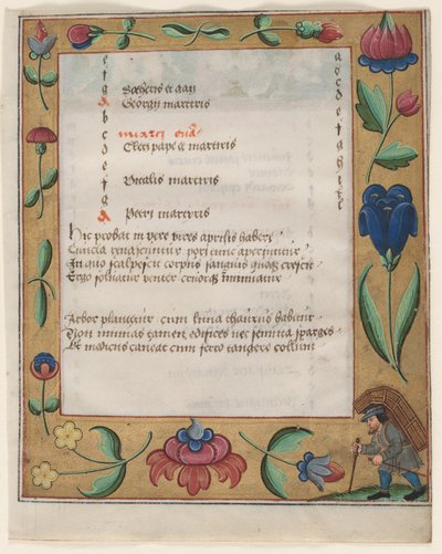 Blatt aus einem Psalter und Gebetbuch: Kalenderseite mit Bauer von Unbekannt