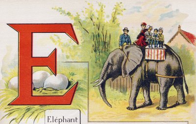 Buchstabe E: Elefant. Gravur in "ABC L