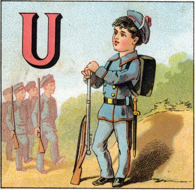 Buchstabe U wie Uniform (Illustration aus „Alphabet des petits ecoliers“) von Unbekannt