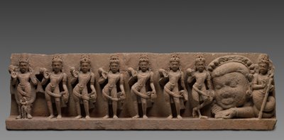 Sturz mit den neun Planeten: Navagrahas, 7. - 8. Jahrhundert von Unbekannt
