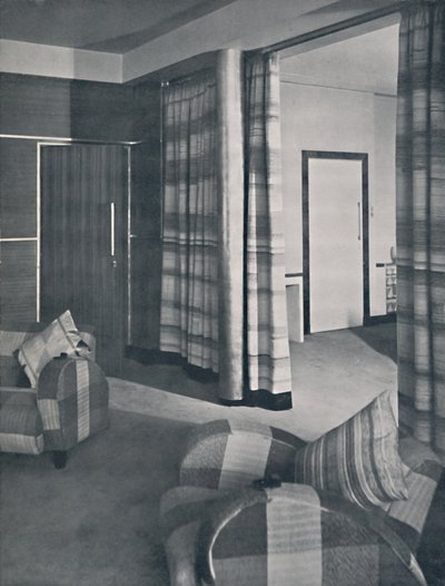 Wohnzimmer in einem Londoner Haus, entworfen von Raymond McGrath, A.R.I.B.A., 1936 von Unbekannt