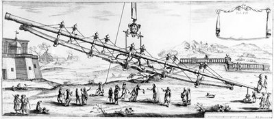 Refraktor-Teleskop mit langer Brennweite, 1728 von Unbekannt