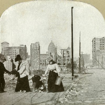 Blick nach Osten von der Ecke Ellis und Jones - Hohes Gebäude, The San Francisco Call, 1906 von Unbekannt