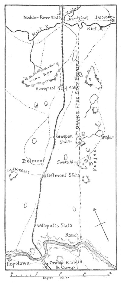 Lord Methuens Vormarschlinie zum Modder River, 1902 von Unbekannt