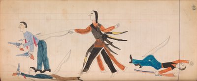 Indianer und drei weiße Männer von Unbekannt