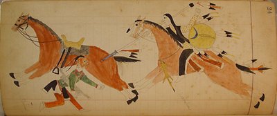 Maffet Ledger: Zwei Indianer mit Pferden, ca. 1874-81 von Unbekannt