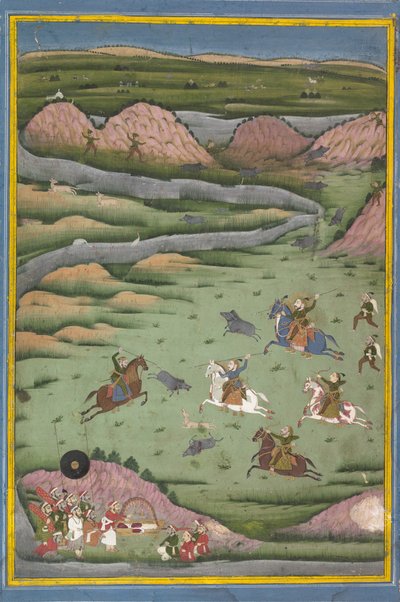 Maharana Amar Singh II oder Sangram Singh auf Wildschweinjagd, 19. Jahrhundert von Unbekannt