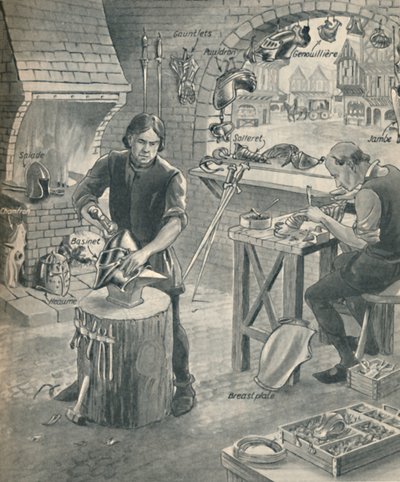 Rüstung für die Ritter von einst herstellen, um 1934 von Unbekannt