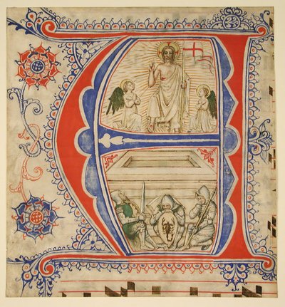 Manuskriptblatt mit einer illuminierten Initiale A..., zweite Hälfte des 14. bis frühes 15. Jahrhundert von Unbekannt