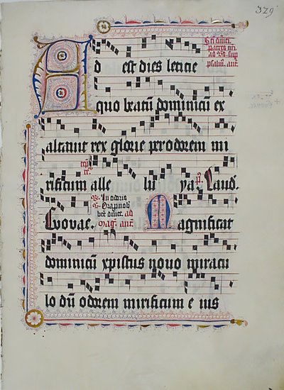 Manuskriptblatt mit Initiale A, aus einem Antiphonar, Deutsch, zweites Viertel des 15. Jahrhunderts von Unbekannt