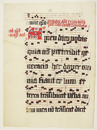 Manuskriptblatt mit Initiale A, aus einem Antiphonar, deutsch, zweites Viertel des 15. Jahrhunderts von Unbekannt