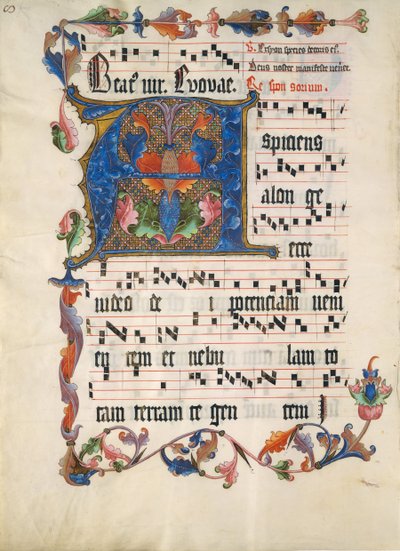 Manuskriptblatt mit Initiale A, aus einem Antiphonar, ca. 1425-50 von Unbekannt