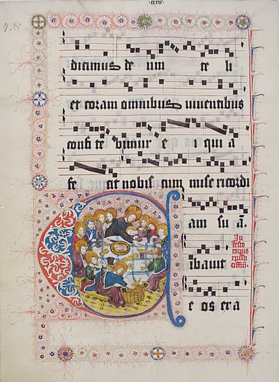 Manuskriptblatt mit Initiale C, aus einem Graduale, deutsch, zweites Viertel des 15. Jahrhunderts von Unbekannt
