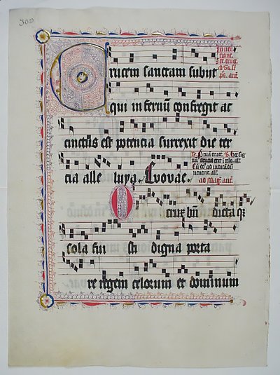 Manuskriptblatt mit Initiale C, aus einem Antiphonar, deutsch, zweites Viertel des 15. Jahrhunderts von Unbekannt