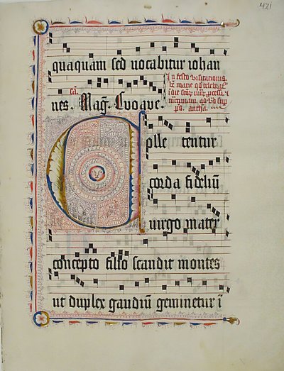 Manuskriptblatt mit Initiale C, aus einem Antiphonar von Unbekannt