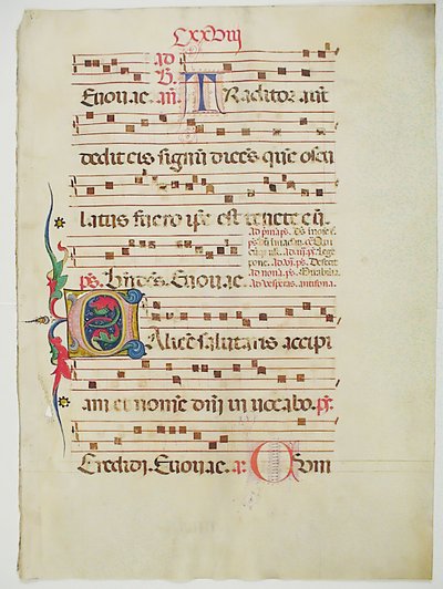 Manuskriptblatt mit Initiale C, aus einem Antiphonar, Italien, 15. Jahrhundert von Unbekannt