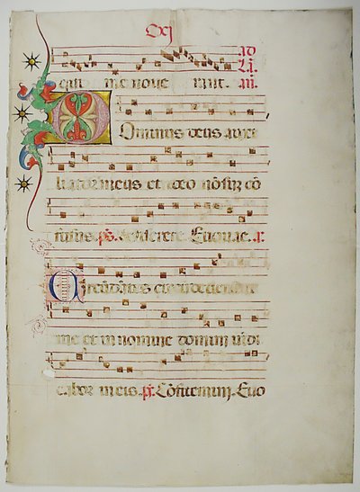 Manuskriptblatt mit Initiale D, aus einem Antiphonar, italienisch, 15. Jahrhundert von Unbekannt
