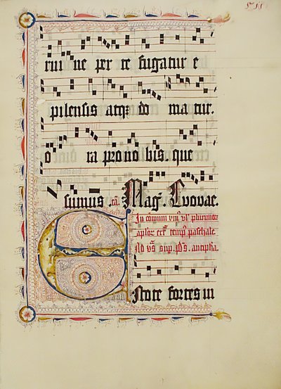 Manuskriptblatt mit Initiale E, aus einem Antiphonar von Unbekannt