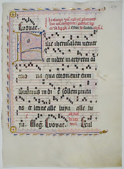 Manuskriptblatt mit Initiale F, aus einem Antiphonar von Unbekannt