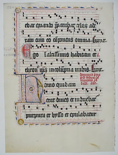 Manuskriptblatt mit Initiale H, aus einem Antiphonar, deutsch, zweites Viertel des 15. Jahrhunderts von Unbekannt