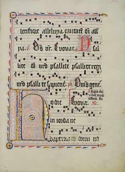 Manuskriptblatt mit Initiale H, aus einem Antiphonar, Deutsch, zweites Viertel des 15. Jahrhunderts von Unbekannt