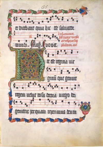 Manuskriptblatt mit Initiale H, aus einem Antiphonar, deutsch, zweites Viertel des 15. Jahrhunderts von Unbekannt