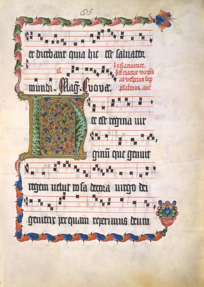 Manuskriptblatt mit Initiale H, aus einem Antiphonar von Unbekannt