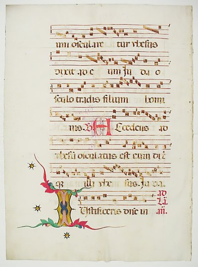 Manuskriptblatt mit Initiale I, aus einem Antiphonar, italienisch, 15. Jahrhundert von Unbekannt