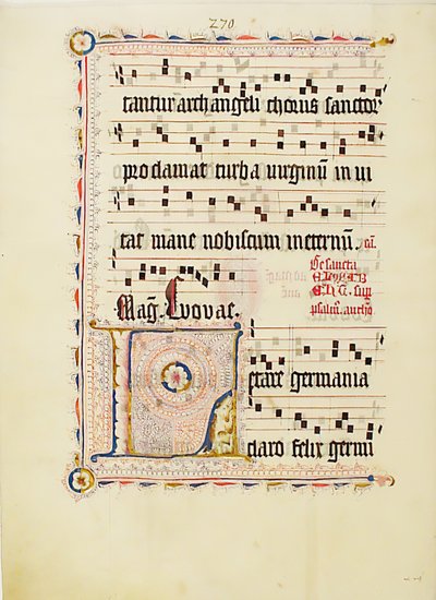 Manuskriptblatt mit Initial L, aus einem Antiphonar, deutsch, zweites Viertel des 15. Jahrhunderts von Unbekannt