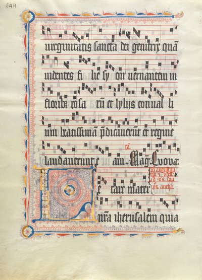 Manuskriptblatt mit Initiale L, aus einem Antiphonar, Deutsch, zweites Viertel des 15. Jahrhunderts von Unbekannt