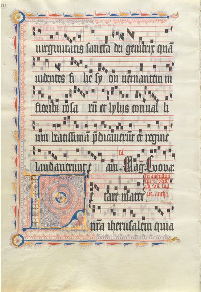 Manuskriptblatt mit Initiale L, aus einem Antiphonar, zweites Viertel des 15. Jahrhunderts von Unbekannt