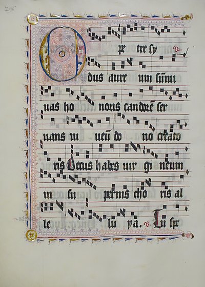 Manuskriptblatt mit Initiale O, aus einem Antiphonar, Deutsch, zweites Viertel des 15. Jahrhunderts von Unbekannt