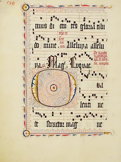 Manuskriptblatt mit Initiale O, aus einem Antiphonar, deutsch, zweites Viertel des 15. Jahrhunderts von Unbekannt