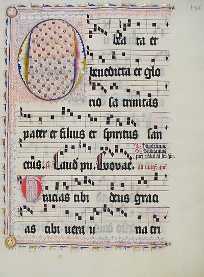 Manuskriptblatt mit Initiale O, aus einem Antiphonar, deutsch, zweites Viertel des 15. Jahrhunderts von Unbekannt