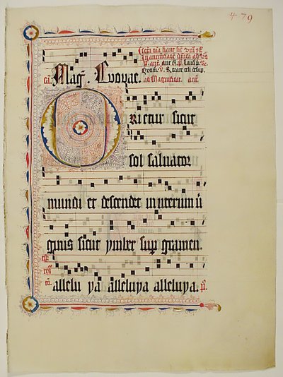 Manuskriptblatt mit Initiale O, aus einem Antiphonar, deutsch, zweites Viertel des 15. Jahrhunderts von Unbekannt